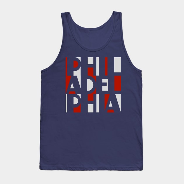 PHILADELPHIA RED WHITE AND BLUE WORD ART PHILLY FAN FAVORITE Tank Top by TeeCreations